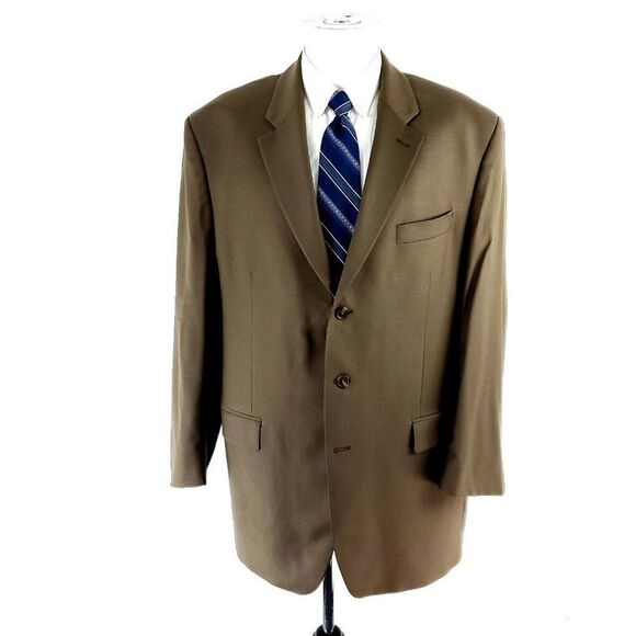 Lauren Ralph Lauren Wool Cashmere 3 Button Blazer 44L Or Slim Fit 46L Dark Beige - Picture 3 of 11